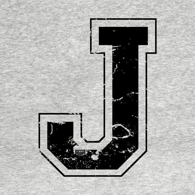 Initial Letter J Black Jersey Sports Athletic Player by porcodiseno